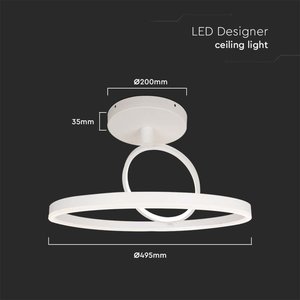Lampadario a soffitto a LED 37W 4000lm anelli a doppia croce 3000K colore bianco D495mm moderno per l'home Office AC IP44 SKU-14984