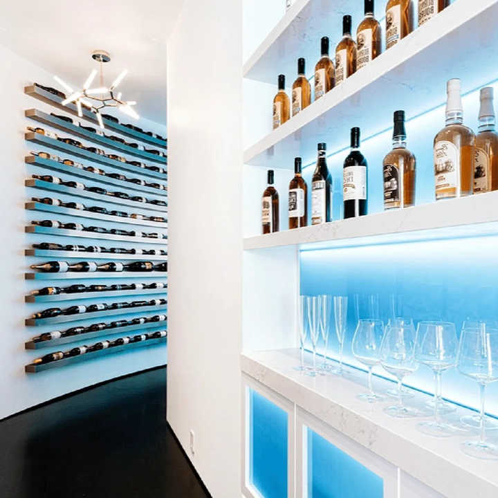 Customized Acrylic Ceiling Hanging Wine Rack - Romantic Blues Vibe LED ...