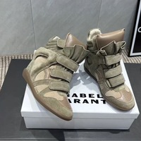Stivali Corti Donna con Tacco Invisibile Nuova Collezione Autunno/Inverno 2026 in Pelle Scamosciata con Chiusura a Strappo, Scarpe Sportive Casual Alte - Stile Europeo