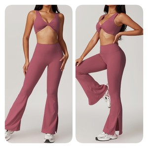 جودة عالية تصميم جديد المطبوعة امرأة سوداء اقتصاص رفع الجبهة تويست فتح الظهر الصيف عالية التأثير حمالة الصدر الرياضية - Product Image 5