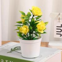 Décoration Créative pour la Maison : Pot de Rose en Plastique, Plantes Vertes d'Intérieur et d'Extérieur, Ornements Floraux pour Thanksgiving