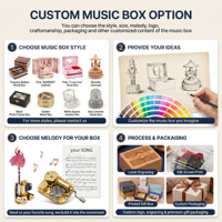 Kotak Perhiasan Musik Motif Bunga Vintage, Lemari Perhiasan Kayu dengan Cermin, Laci Penyimpanan Cincin, Kenop Mawar, Grosir