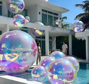 Sphère miroir gonflable argentée métallique, grande <span class=keywords><strong>boule</strong></span> brillante pour la décoration <span class=keywords><strong>de</strong></span> scène <span class=keywords><strong>de</strong></span> carnaval <span class=keywords><strong>de</strong></span> <span class=keywords><strong>Noël</strong></span> - Product Image 2