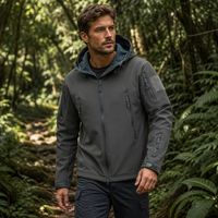 Veste Softshell Homme Personnalisée avec Logo, en Peau de Requin, Imperméable Teflon, Doublure Polaire, Capuche, Fermeture Éclair, Vente en Gros Usine, OEM