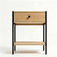 Table de chevet moderne industrielle en bois et métal avec 1 tiroir, meuble de chevet pour chambre à coucher, table d'appoint pour la maison