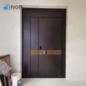 Porte d'entrée en bois de style ferme traditionnelle avec motif décoratif et conception insonorisée pour villa de campagne - Product Image 2