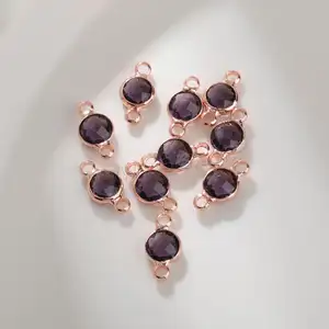 New Glass connectors brass jewelry charms rose gold color 1/1 loop 6mm jewelry findings 1651675