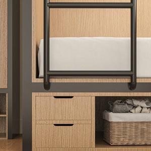 <span class=keywords><strong>2025</strong></span> mới hiện đại kim loại GỖ ĐÔI giường tầng treo rèm kích thước đầy đủ giường gác xép cho nhà ký túc xá ký túc xá - Product Image 5