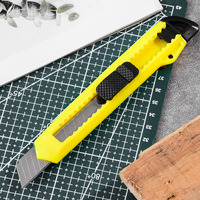Couteau utilitaire rétractable Safety Art, lame en acier SK5, style bouton-poussoir, poignée ABS/PP, pour usage industriel, bricolage, personnalisable, OEM