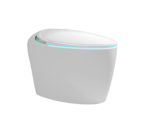 Bidet électronique intelligent en forme de toilette avec siège chauffant, séchage à l'air, fixation au sol, design moderne, fonctionnement automatique, télécommande, siphon en S - Product Image 1