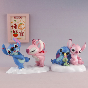 Figuras de Pareja de <span class=keywords><strong>Lilo</strong></span> y Stitch, Stitch de San Valentín, Lindos Personajes Coleccionables, Decoraciones de Escritorio - Product Image 1
