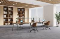 Scrivania per Ufficio in Struttura Acciaio-Legno con LED Integrato, Gestione Cavi e Postazione di Lavoro Modulare
