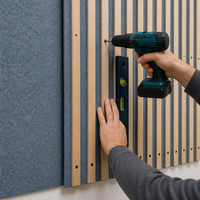 Panel Acústico de Madera de Fresno con Acabado de Color Personalizado, Panel de Listones de Madera con Fieltro PET, Diseño de Listones Personalizado, OEM ODM para Sala de Espera de Clínica Pediátrica
