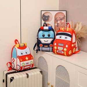 Nouveau style <span class=keywords><strong>Sac</strong></span> <span class=keywords><strong>à</strong></span> <span class=keywords><strong>dos</strong></span> scolaire Oxford pour enfants, motif géométrique tendance coréen, pour garçons et filles, réduisant la charge, avec motif voiture de police - Product Image 3