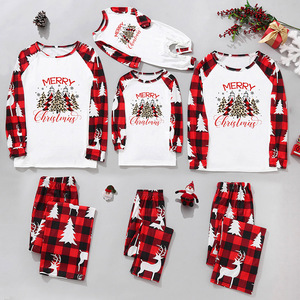 Vêtements de maison parent-<span class=keywords><strong>enfant</strong></span> de Noël par sublimation personnalisée avec impression au point de grille pyjamas de Noël pour la famille des enfants - Product Image 5