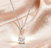 Collar con Colgante de Zafiro Blanco en Forma de Pera, Diseño Minimalista, Plata 925, Joyería Fina para Mujer