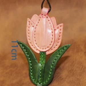 Floral Pendant Pu Pink <b>Bag</b> Lotus Leather <b>Charm</b> Gift for Gifts - Product Image 3