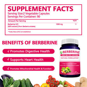 Cápsulas de extracto de berberina Hcl Natural de gran venta, 1000mg, aumenta la inmunidad, suplementos sanitarios, cápsulas de berberina - Product Image 2