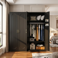 Armoire intégrée moderne en métal CE avec panneaux noirs mats et détails cintrés pour chambre d'appartement – Solution sur mesure OEM