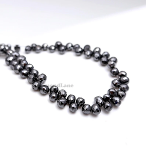 Collar de Cuentas Facetadas en Forma de Lágrima de Diamante Negro, 3-3.8mm, 50 Piezas, Material de Piedra, Joyería de Lustre - Product Image 2
