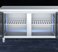 Table de travail réfrigérée en acier inoxydable personnalisée YULONGE à double température pour la préparation des aliments dans les restaurants