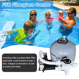 Factory 1.5'' Fiberglass Side Mounted Valve Swimming Pool <strong>Sand</strong> <strong>Filter</strong> with 6-way Multiport Valve and Water Pump Combo <strong>Set</strong> - Product Image 4
