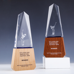 Trofeo de Cristal con Base de Madera, <span class=keywords><strong>Obelisco</strong></span> con Temática Artística Personalizada, Venta al Por Mayor de Fábrica Pujiang - Product Image 5