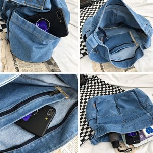 Usine BSCI sacs à bandoulière en toile denim grande capacité style sac de messager décontracté pour garçons et filles étudiants adolescents - Product Image 5