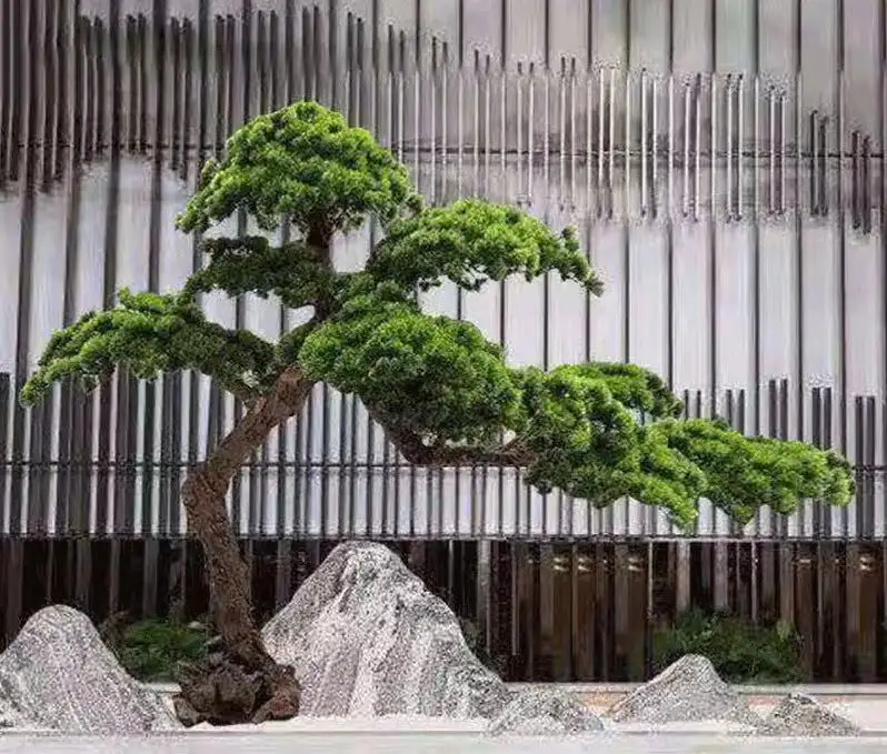 Ficus-Microcarpa Artificial única, árbol de Banyan, bonsái, belleza de árbol de pino