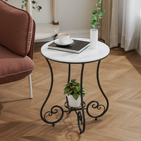 Petite table ronde en fer, table basse pour la maison, style luxe léger, table de chevet ronde simple, petite table ronde de style artistique pour balcon
