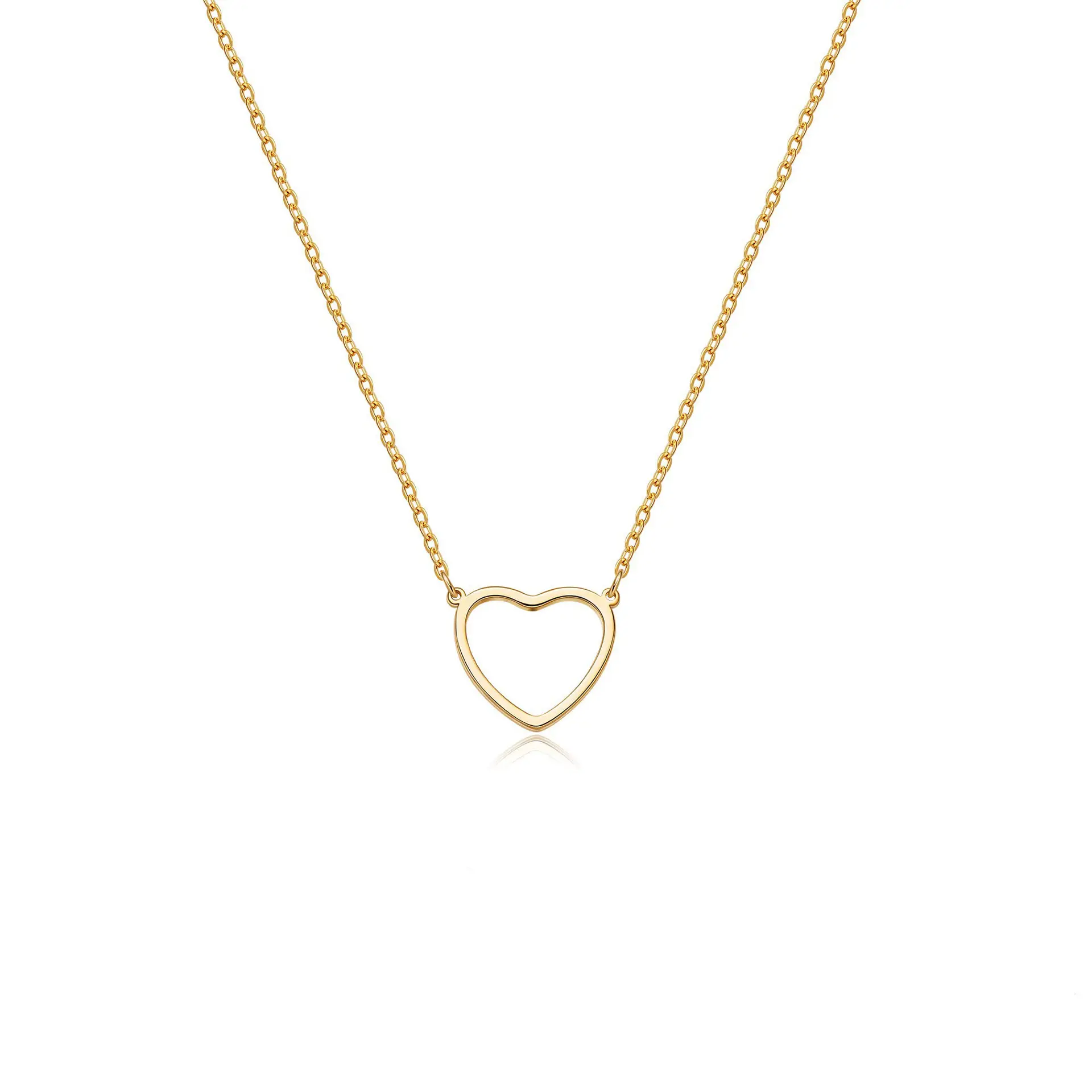 Cute Heart Necklace Mini 14k gold Heart Heart necklace women's hollowed out stainless steel necklace