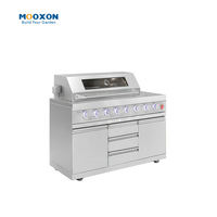 Système de barbecue de cuisine extérieure en acier inoxydable 304 avec grand grille de cuisson et conception de bac à huile