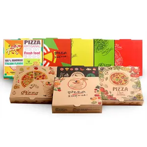 Kotak makanan pengiriman bergelombang cetak kustom pemasok kotak piza Mailer karton kotak kemasan kertas kardus