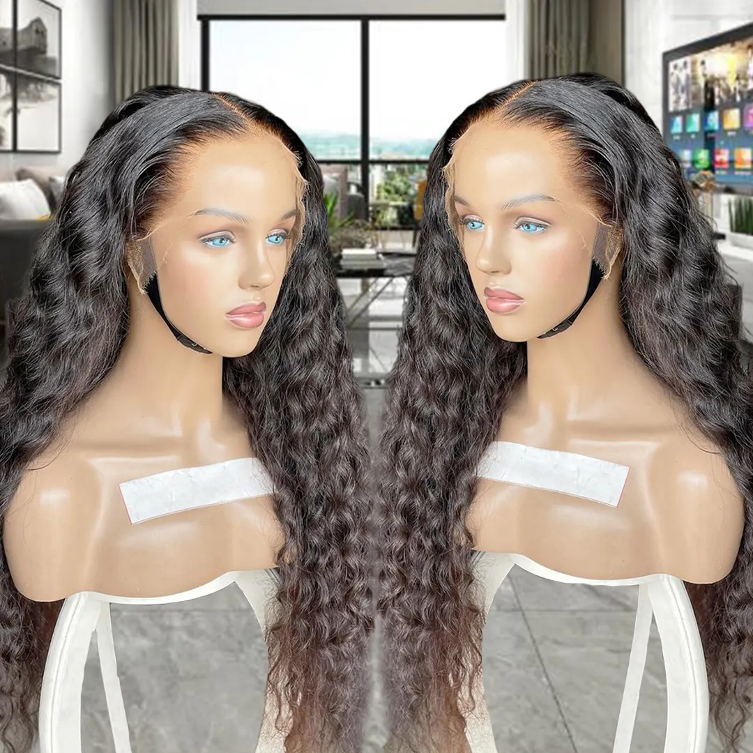 Rambut asli Brasil murah Wig keriting keriting rambut manusia renda depan Wig untuk wanita hitam gelombang air HD renda Frontal Wig rambut manusia