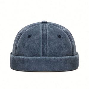 Solid Color Brimless Hats for Men <b>Womens</b> Mens Vintage Docker Beanie <b>Cap</b> Washed Cotton Rolled Cuff Hip Hop Hat Promotion Gift - Product Image 3