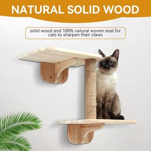 Juego de estantes de pared de madera maciza para gatos, 7 Uds., moderno, bricolaje, casas de estrellas, condominios, perchas, poste para rascar, puente para gatitos, muebles para mascotas - Product Image 5