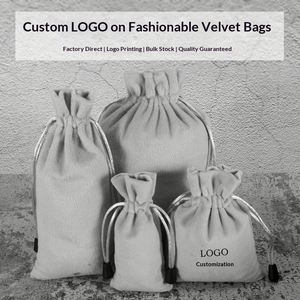 Custom logo Velvet Jewelry Drawstring Pouchexquisite Small Storage Bag for Elegant Packaging Mirror Velvet Drawstring <b>Dust</b> Bags - Product Image 2