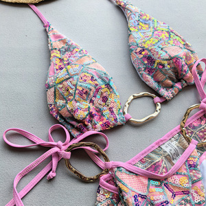 Conjunto <span class=keywords><strong>de</strong></span> Bikini Sexy <span class=keywords><strong>de</strong></span> Tres Piezas JSN 2025 con Cuello Halter y Aberturas para <span class=keywords><strong>Mujer</strong></span> con Lentejuelas <span class=keywords><strong>Traje</strong></span> <span class=keywords><strong>de</strong></span> <span class=keywords><strong>Playa</strong></span> <span class=keywords><strong>de</strong></span> Moda para Damas - Product Image 5