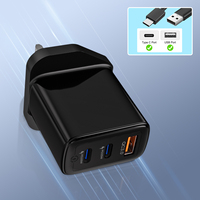Adaptateur de voyage standard européen 50W, 3 ports USB A, type C, multi-ports, QC3.0, charge rapide, chargeurs de téléphone