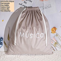 Sac en velours doux pour emballage cadeau, avec cordon de serrage, logo personnalisé imprimé, sac de rangement pour vêtements, chaussures, sèche-cheveux, sac anti-poussière en velours