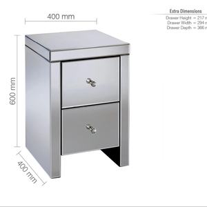 <span class=keywords><strong>Table</strong></span> <span class=keywords><strong>de</strong></span> <span class=keywords><strong>Chevet</strong></span> Moderne Argentée à Panneau <span class=keywords><strong>en</strong></span> Bois et Façade <span class=keywords><strong>Miroir</strong></span> avec Éclairage LED et Design Éco-Responsable pour Chambre et Hôtel - Product Image 4