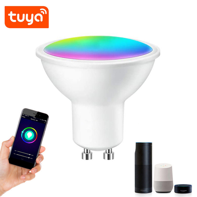 Color Change Compatible With Alexa and Google Home Assistant Zigbee Option RGBCW GU10 Smart LED Bulb