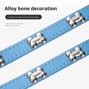 Best Seller <span class=keywords><strong>Collar</strong></span> de perro de cuero PU ajustable Diseño creativo <span class=keywords><strong>Collar</strong></span> de cuero decorativo de hueso para mascotas - Product Image 5