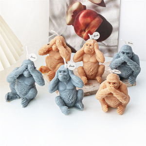 Lindo gorila silicona vela molde Animal yeso adornos hogar decoraciones fundición molde DIY aromaterapia vela hacer herramientas - Product Image 6