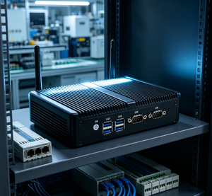 มินิพีซีไร้พัดลม In-tel Cel-eron <span class=keywords><strong>N5095</strong></span> Quad Core DDR4 พอร์ต LAN คู่ 2 พอร์ต COM VGA กำลังไฟต่ำ 15W พีซีอุตสาหกรรมแบบฝังตัว - Product Image 1