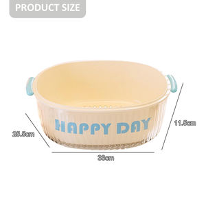 घरेलू रसोई के उपयोग के लिए थोक नई शैली डबल-लेयर प्लास्टिक कोलैंडर स्ट्रैनर, पानी फ़िल्टरिंग फल और सब्जी के साथ - Product Image 6