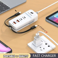 Chargeur rapide multifonctionnel double PD 66W + USB 5.1A pour téléphones Apple et Android, prise murale