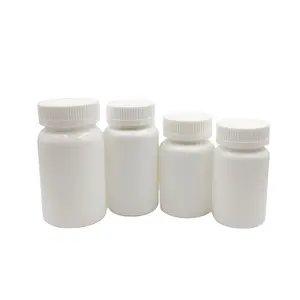 100g 120g 150g 200g blanco HDPE cápsula de plástico de boca ancha vacía de la botella de píldora con tapas a prueba de niños