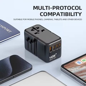 Adaptador de viaje universal 140W PD GaN World con USB, <span class=keywords><strong>UK</strong></span>/EU/AUS/USA <span class=keywords><strong>España</strong></span>, Francia, Koera - Product Image 3