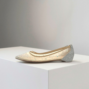 Wholesale Luxury Women's Silver Mesh Crystal Ballet <b>Flats</b> Lightweight Comfort Pointed Toe Summer Spring <b>Wedding</b> Bridal Use - Product Image 5